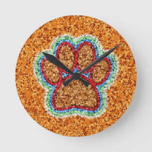 Horloge Ronde L'Art Paw De Chien Poly