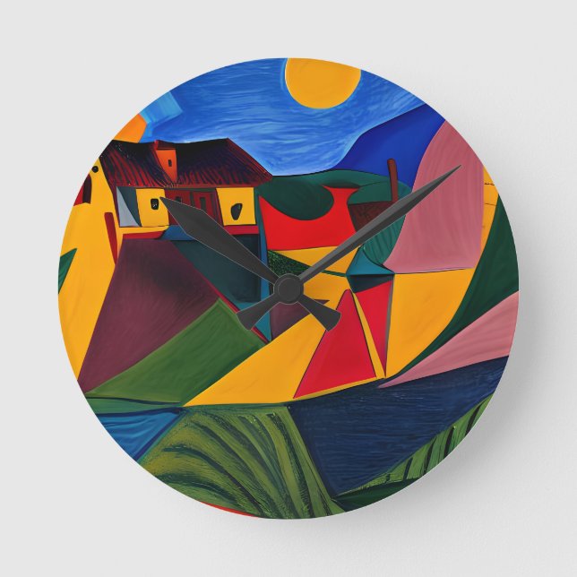 Horloge Ronde L'art Picasso au coucher du soleil (Recto)