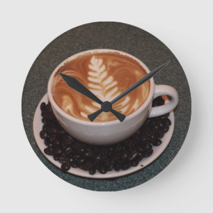 Horloge Ronde Latte Art and Coffee Beans