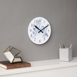 Horloge Ronde Lavande et Blue Joy