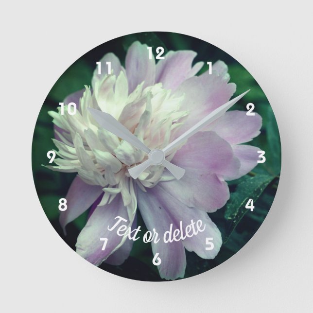 Horloge Ronde Lavande Peony Fleur En Fleur Personnalisée (Recto)