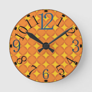 Horloge Ronde Le cercle de style des années 70 Orange