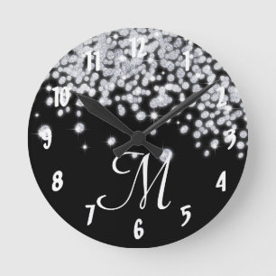 Horloge Ronde Le diamant Jewels l'horloge murale d'initiale de