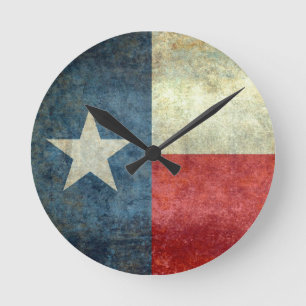 Horloge Ronde "Le drapeau solitaire d'étoile" du Texas