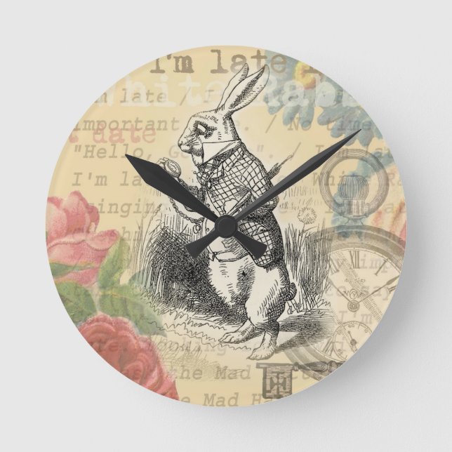 Horloge Ronde Le lapin blanc Alice au pays des merveilles (Recto)