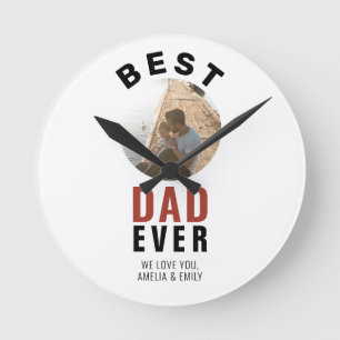 Horloge Ronde Le meilleur papa jamais père photo ronde de la jou