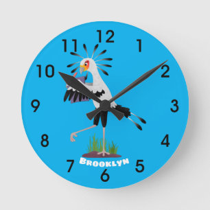 Horloge Ronde Le mignon secrétaire oiseau écrire des notes dessi