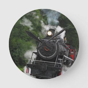 Horloge Ronde le moteur de gare ferroviaire de rail de vapeur de