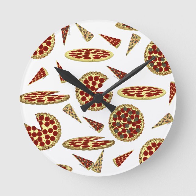 Horloge Ronde Le Motif de Pizza Lover (Recto)