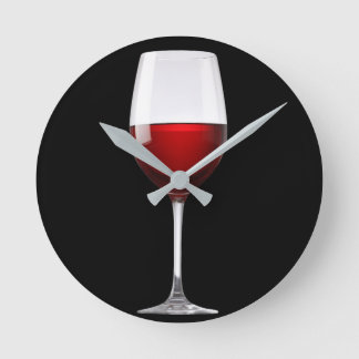 Horloge Ronde Le noir en verre de vin rouge boit l'établissement