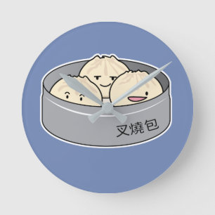 Horloge Ronde Le petit déjeuner chinois de dim sum de petit pain