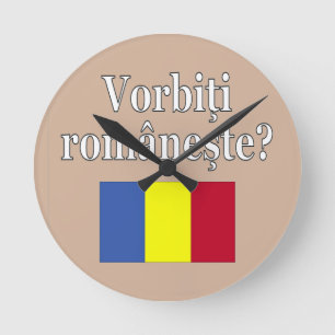Horloge Ronde Le Romanian Do You Speak ? Flag