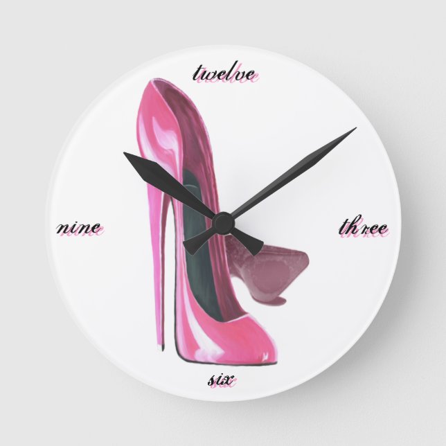 Horloge Ronde Le stylet rose chausse l'art (Recto)