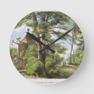 Horloge Ronde Le temple chinois, Kew fait du jardinage, plaque