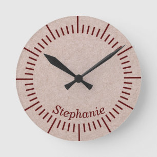 Horloge Ronde Leather Beige With Your Name Round Clock