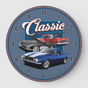 Horloge Ronde Légendes de voiture classique du passé grande horl