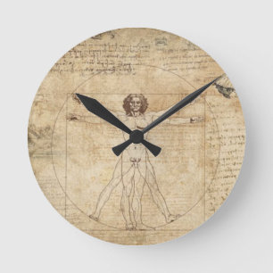 Horloge Ronde Leonardo Da Vinci L'Homme Vitruvien