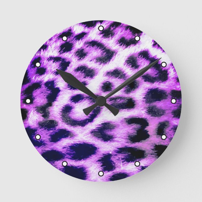 Horloge Ronde Leopard Cheetah Imprimer Faux Rose fourrure avec p (Recto)