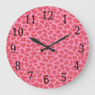 Horloge ronde léopard rose