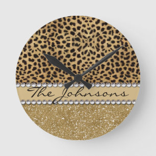 Horloge Ronde Leopard Spot Family Last Name
