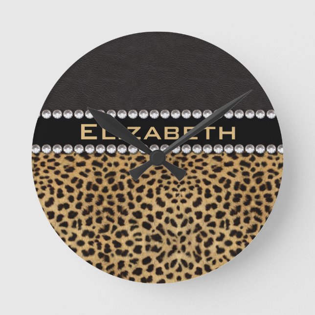 Horloge Ronde Léopard Spot Rhinestone Diamonds Monogram (Recto)