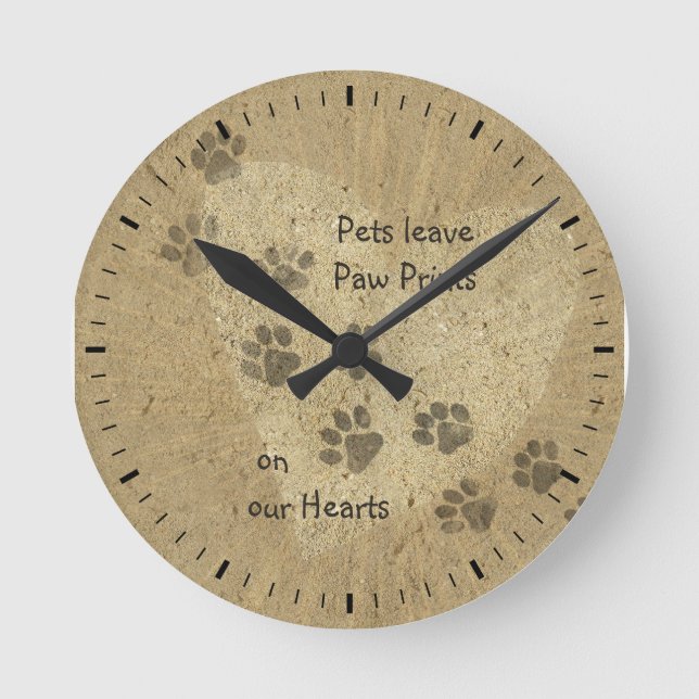 Horloge Ronde Les animaux laissent des Empreintes de pattes sur  (Recto)