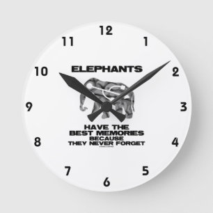Horloge Ronde Les éléphants ont les meilleurs souvenirs qu'ils