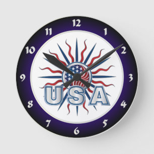 Horloge Ronde Les Etats-Unis Starburst Yin Yang
