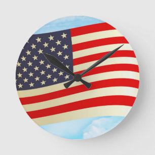Horloge Ronde Les étoiles du drapeau américain frappent les trou