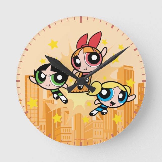 Horloge Ronde Les Filles Powerpuff Sauvent La Journée (Recto)