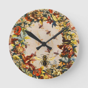 HORLOGE RONDE LES FLEURS DU PRINTEMPS MIEL BEE / BEEKEEPER
