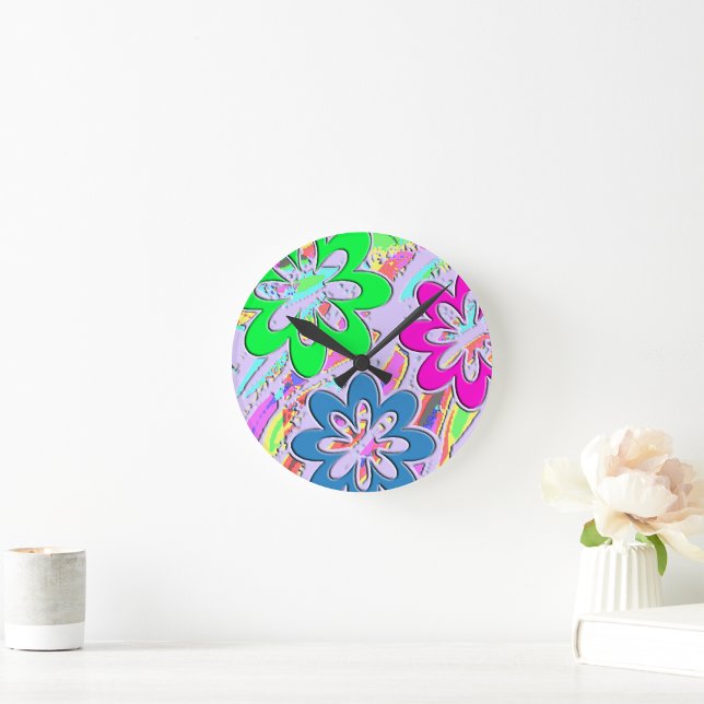 Horloge Ronde Les fleurs du printemps pastel (Créateur téléchargé)