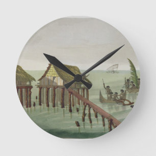 Horloge Ronde Les habitations de la tribu de Papu, Rawak,
