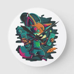 Horloge Ronde Les loups jouent à des jeux
