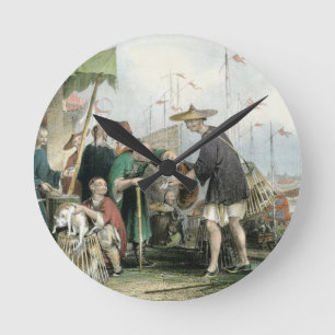 Horloge Ronde Les négociants chinois de chat, de 'Chine dans un