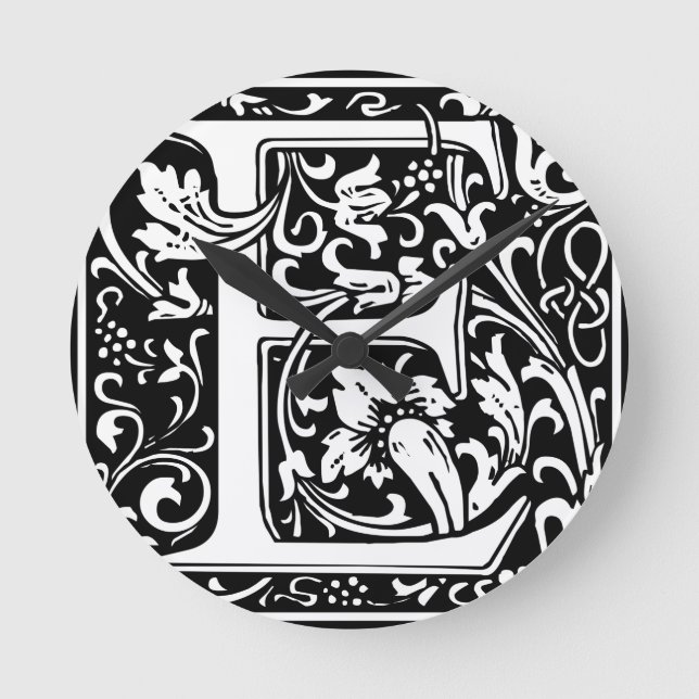 Horloge Ronde Lettre E Monogramme médiéval Art Nouveau (Recto)