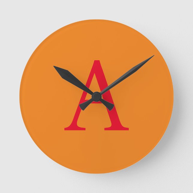 HORLOGE RONDE LETTRE INITIALE MONOGRAPHIQUE MODÈLE ROUGE ORANGE (Recto)