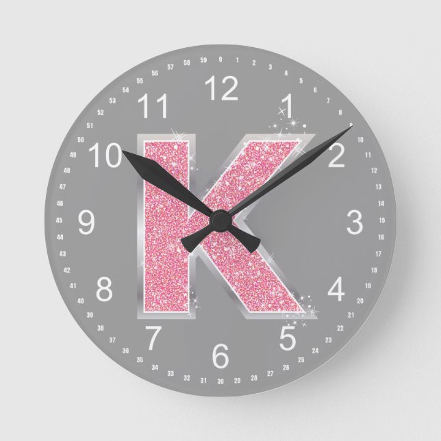 Horloge Ronde Lettre Parties scintillant rose K (Recto)