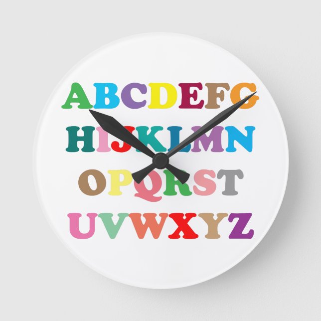 Horloge Ronde Lettres colorées d'ABC (Recto)