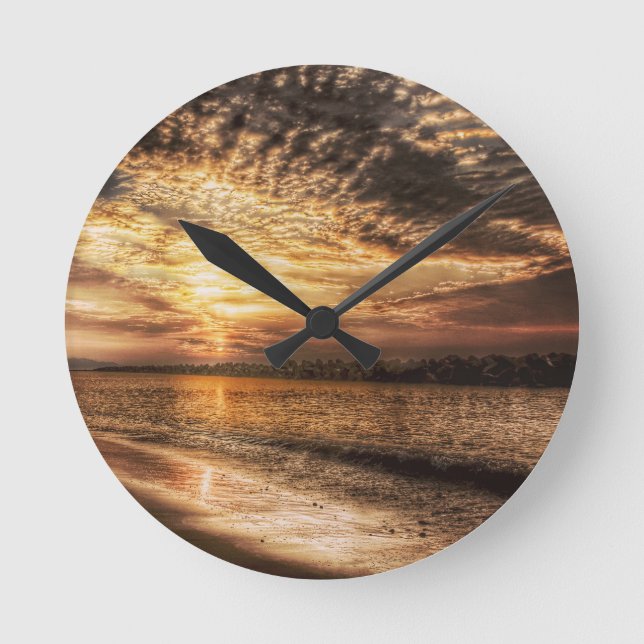 Horloge Ronde Lever du soleil de la superbe plage (Recto)