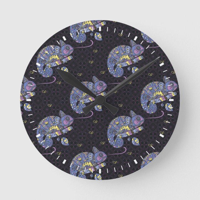 Horloge Ronde Lézard de Zentangle (Recto)