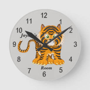 Horloge Ronde L'horloge de l'enfant mignon bébé tigre