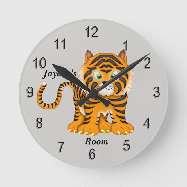 Horloge Ronde L'horloge de l'enfant mignon bébé tigre (Recto)