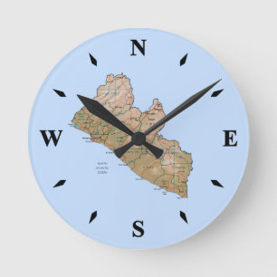 Horloge Ronde Liberia Map Clock