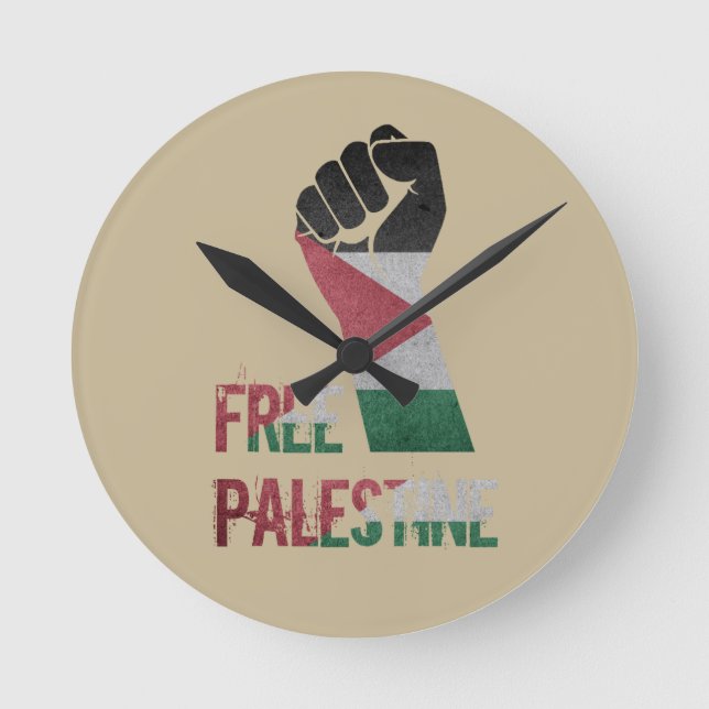 Horloge Ronde liberté de la palestine libre pour la palestine (Recto)