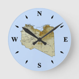 Horloge Ronde Libya Map Clock