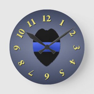 Horloge Ronde Ligne Bleue Fine