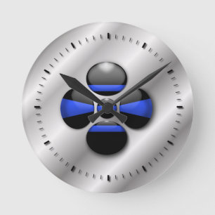 Horloge Ronde Ligne bleue mince