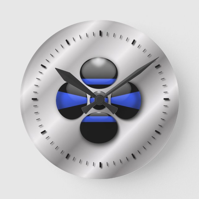 Horloge Ronde Ligne bleue mince (Recto)
