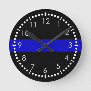 Horloge Ronde Ligne bleue mince